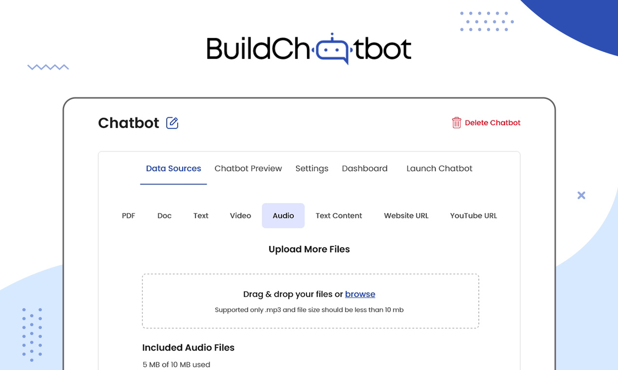 screenshot of Build Chatbot